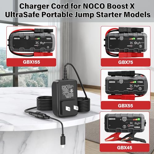 5V USB-C Jump Starter Charger for NOCO Boost X GBX45 Power Cord AC DC Adapter for NOCO GBX55 GBX75 GBX155 Sport 5VDC DC - Additional View