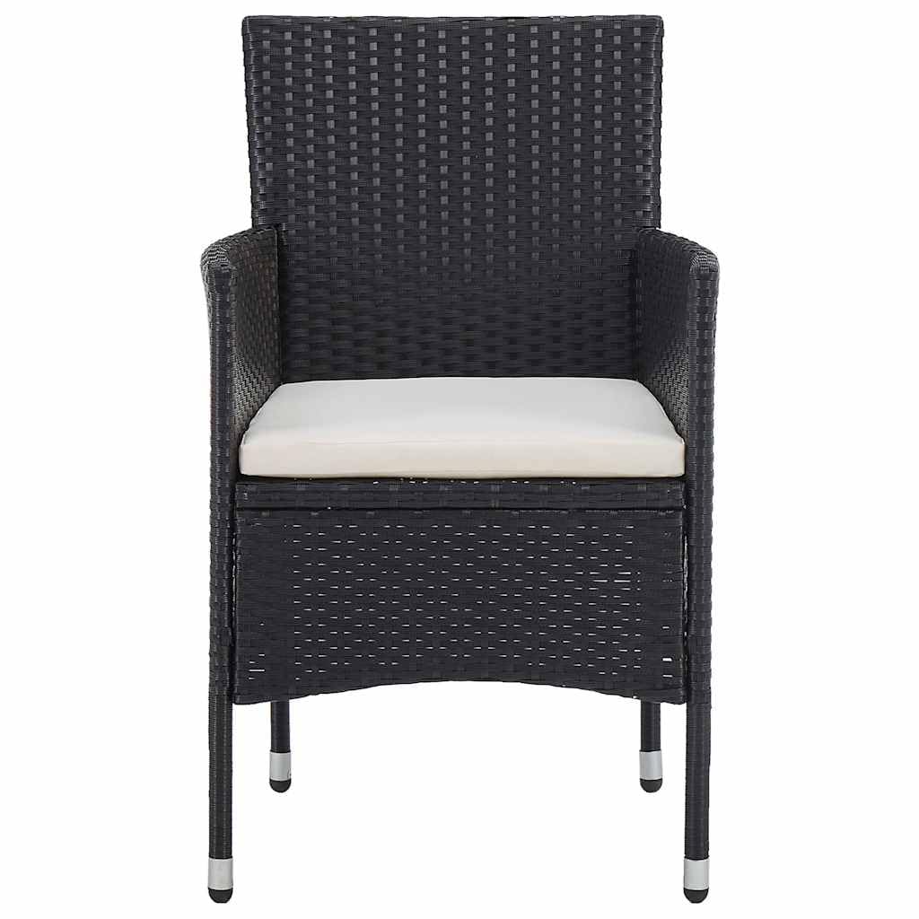 Z litego drewna akacjowego rattan PE czarny 7 częściowy zestaw 64.25