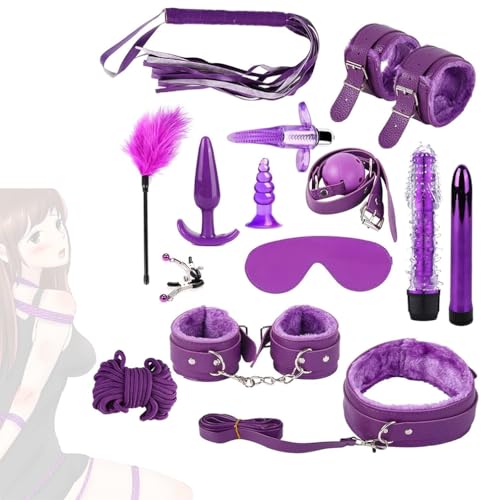 Set da 15 pezzi di puntelli di gioco di ruolo in peluche in pelle viola per aumentare il divertimento del gioco