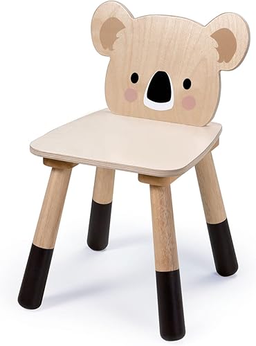 Tender Leaf Toys - Silla de koala del bosque - Muebles de madera para sala de juegos para niños - Silla con temática de animales linda y resistente