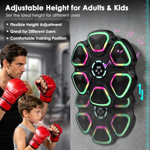 Image of OurStarry Smart Music Boxing Machine for Adults and Kids, Wall Mounted Punching Trainer with Boxing Gloves, LED Electronic Target, 9 Modes and 9 Speeds, Home Gym Workout Equipment