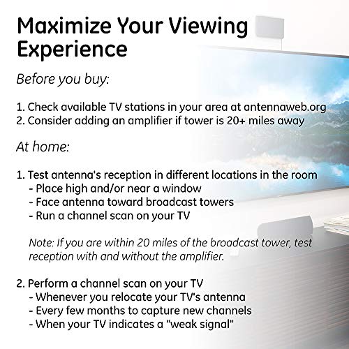 GE Modern Loop Rabbit Ears Indoor TV Antenna, 15 inch Extendable Dipoles, 4K 1080P VHF UHF, Tabletop Antenna, Digital HDTV Antenna, Smart TV Compatible, 4ft Coaxial Cable, Black, 33675 by GE - Image 2