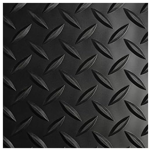 WorkForce Vinyl Diamond Plate Commercial Grade Matting, Heavy Duty Floor Mat for Garages, Industrial Facilities, and High-Traffic Areas, 1/8" x 24" x 4', Black