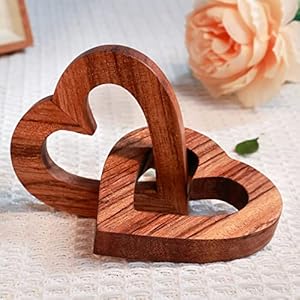 Valentine Day Romantic Heart Gifts for Her, Handmade Olive Wood Hearts Shape for Couple Wife Husband Wedding Engagement Anniversary Birthday Sweet Present (7cm)