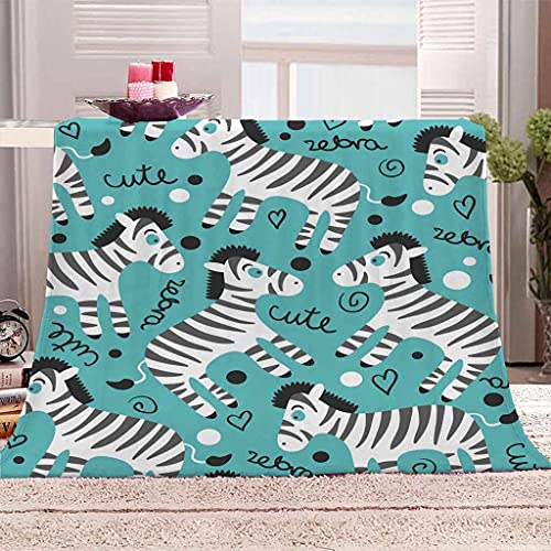 Couverture polaire microfibre impression 3D zèbre aux finitions soignées