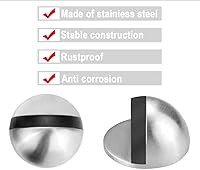 Vista 4 de Paquete de 4 topes de puerta, tope de puerta de acero inoxidable con media cúpula para piso, protector de pared adhesivo 3M, tope de puerta de goma
