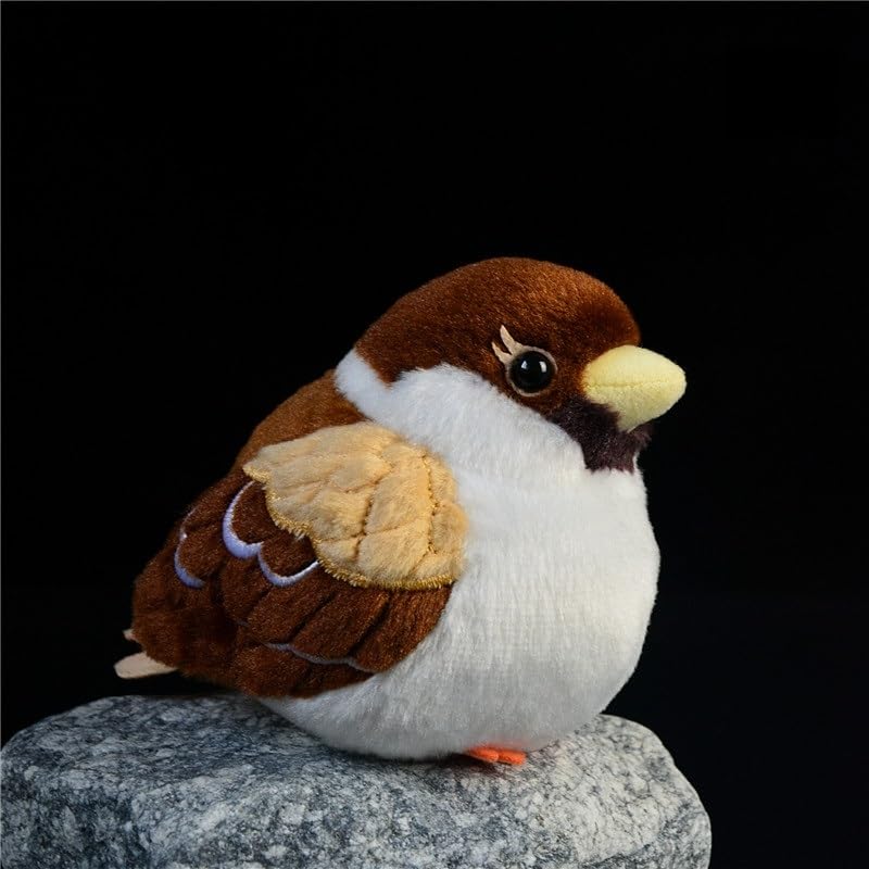 4,5" Realistisches Spatz-Plüschtier, süßes Kuschelvogel-Plüschtier, weicher Vogel-Tierplüsch (Passer montanus)(A Pair)