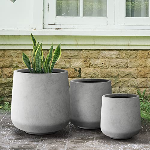 Kante 15.3"+11.6"+8.2" Dia Round Concrete Planter,Large Planter Pots Containers With Drainage Holes For Patio, Balcony, Backyard, Living Room #TOP5
