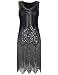 PrettyGuide Women's 1920s Vintage Beaded Fringed Inspired Black Flapper Dress XL Black