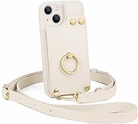 Vista 1 de LAMEEKU Magsafe - Funda tipo cartera compatible con iPhone 13 con Crossbody, funda de piel con tarjetero y anillo de rotación de 360, funda