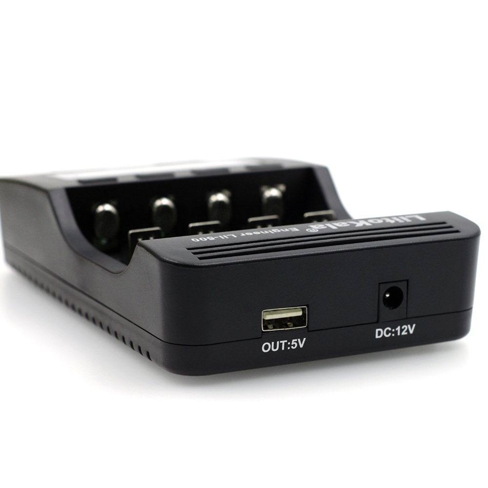 LiitoKala Lii-500 4 Intelligent Intelligent Chargeur de Batterie Kit avec Adaptateur EU pour 3.7V Li-ION / 1.2V Ni-MH Cylindrique 18650/26650/14500/21700 / AA/AAA Rechargeable Batterie