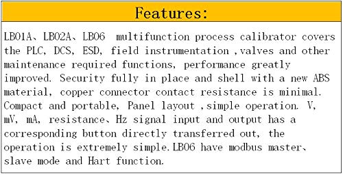 Text block describing features of LB01A, LB02A, LB06 calibrators.