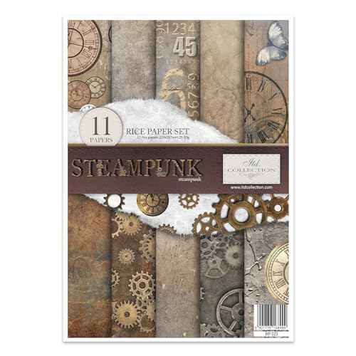 ITD Collection - Papel de arroz creativo A4 Decoupage Rice Paper Sheet 29,7 x 21 cm, técnica de servilletas, multicolor (RP023- Steampunk- HS code 48021000)