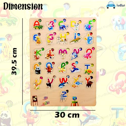 Image of FunBlast Capital Alphabet Learning Board - Wooden Colorful Educational Puzzle Board for Kids, Pre-School Jigsaw Board Toy, Puzzle Toys for Toddlers 1 2 3 4 5 Year Old