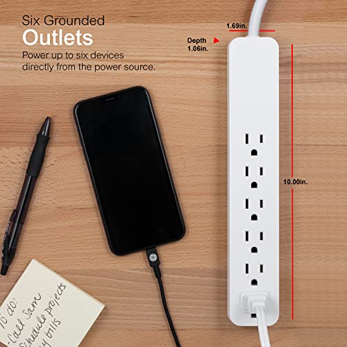 Ge 40532 Pro 6-Outlet Surge Protector, 2 Ft Extension Cord, 620 Joules, Power Strip, Flat Plug thumb #2