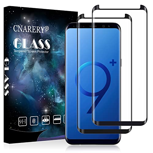 Cnarery [2 Pack[Full Coverage] Screen Protector for Samsung Galaxy S9 Plus (NOT for S9), 3D Curved/Easy Installation/Case-Friendly/HD-Bubble Free Tempered Glass for Samsung Galaxy S9 Plus/S9+