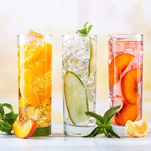 Highball Glasses With Heavy Base, Clear Drinking Glasses Set For Water, Juice, Cocktails, Wine, Beer, And Whiskey, 12 1/4 Ounce, Set Of 6 #TOP6