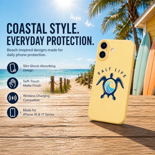 Salt Life Case for iPhone 16 & iPhone 17, Slim Shock-Absorbing Protective Phone Cover, Soft-Touch Grip, Wireless Charging Compatible with Raised Camera Protection by Salt Life - Image 2