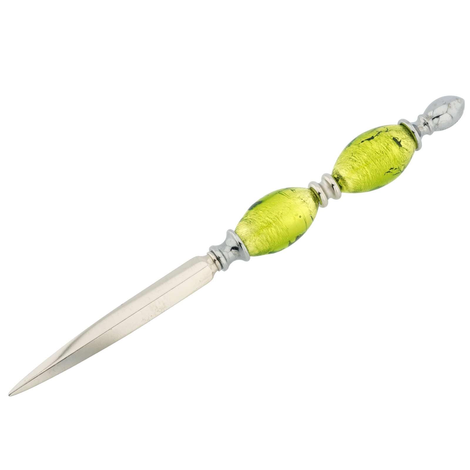 Glass Of Venice Murano Glass Letter Opener Envelope Slitter Knife with Murano Beads Handle Handmade in Venice, Italy, 8 Inches Long