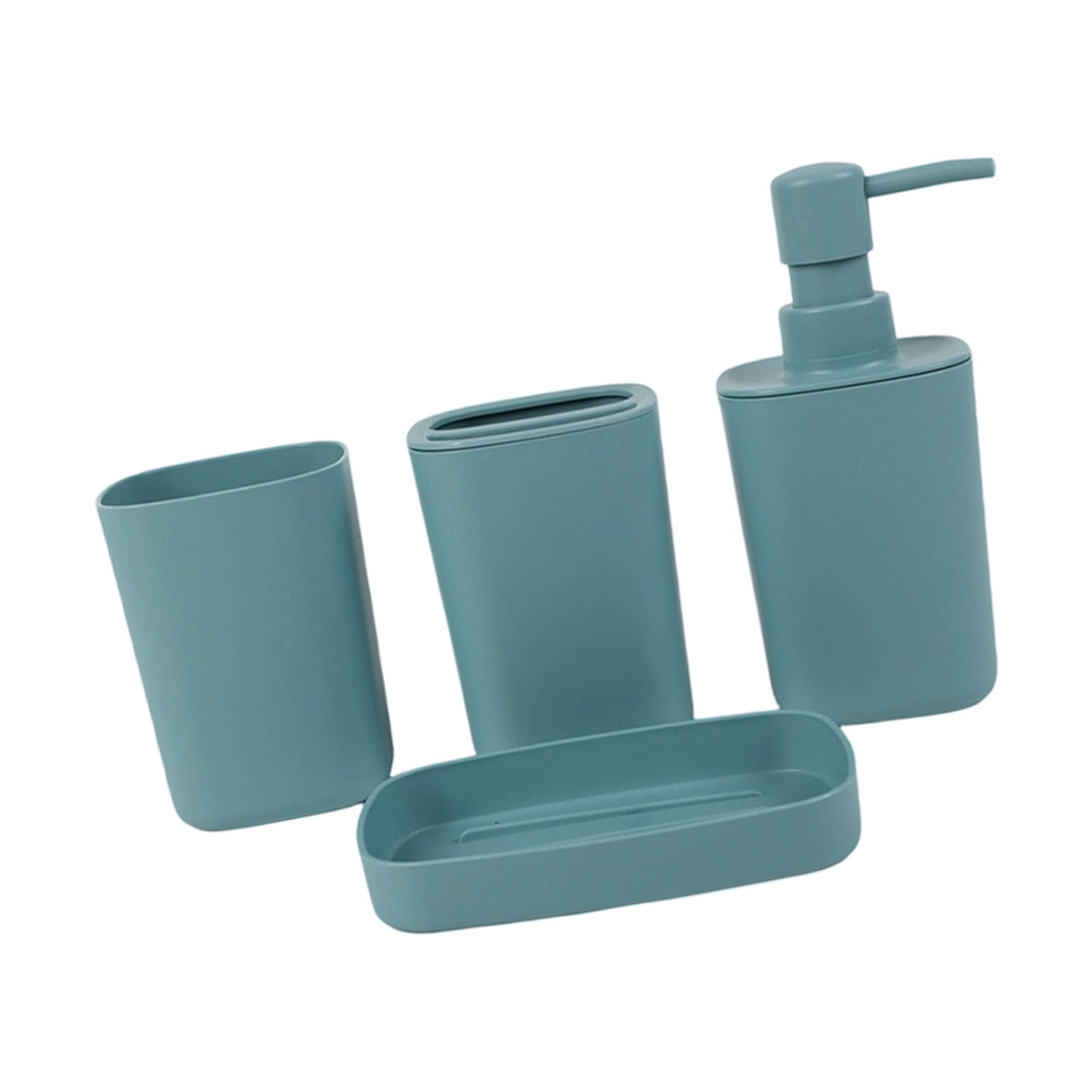 Tsophreniq Space Efficient Bathroom 4 Piece Squeeze Bottle Toothbrush Rack Cup Construction Square Cup Toothbrush