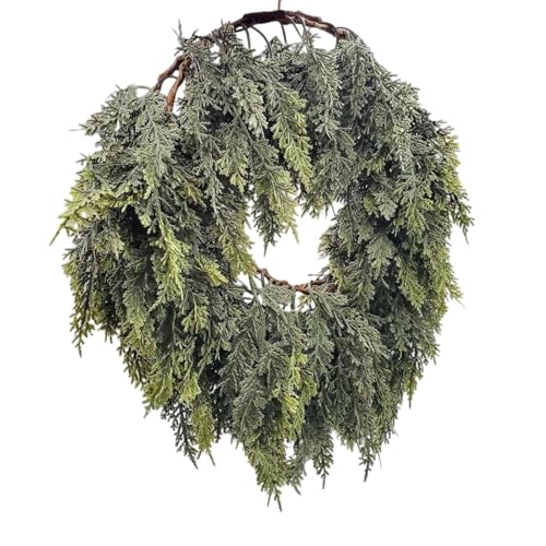 Guirnaldas de pino artificial - verde de cedro artificial realista de 180 cm, follaje navideño de PVC realista, robusta decoración estacional | para interiores y exteriores, capa, puerta, pared