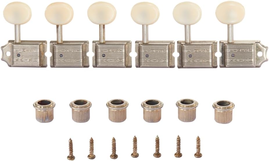 Premium Vintage Guitar Tuners Tuning Machines Peg Guitar Tuning Keys with Split Shaft for Strat/Tele/Jaguar Metal Oval Key Lefty Nickel