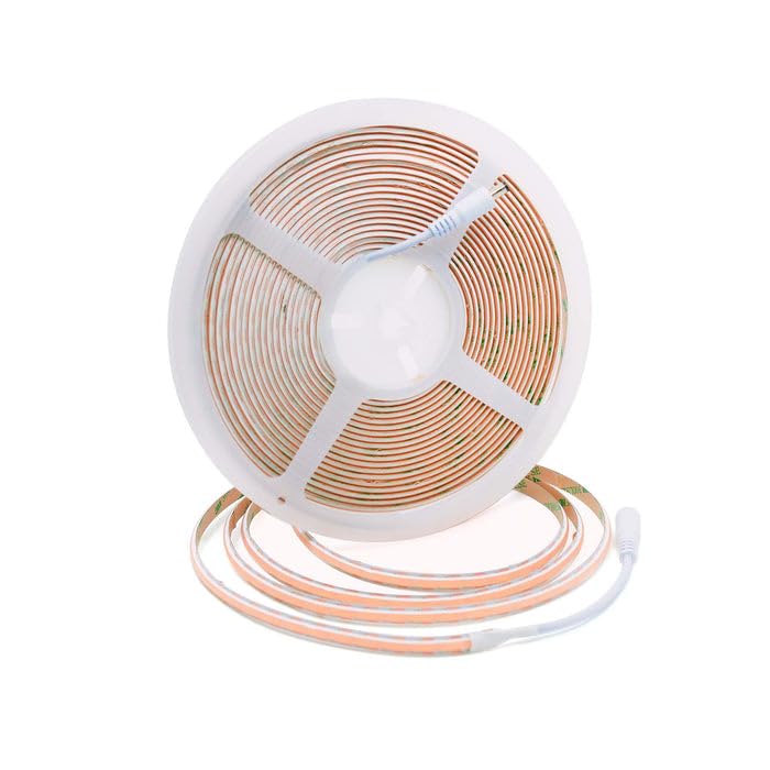 G.W.S® DC 24V 10M Reel Seamless COB LED Strip Light, 264 LEDs/M 1CM/Cut, 8MM Wide IP20 Non-Waterproof, Ice Blue