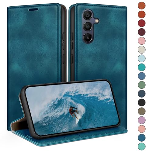 Coque Samsung Galaxy A16 HUOUH Étui Rabat Cuir Sarcelle