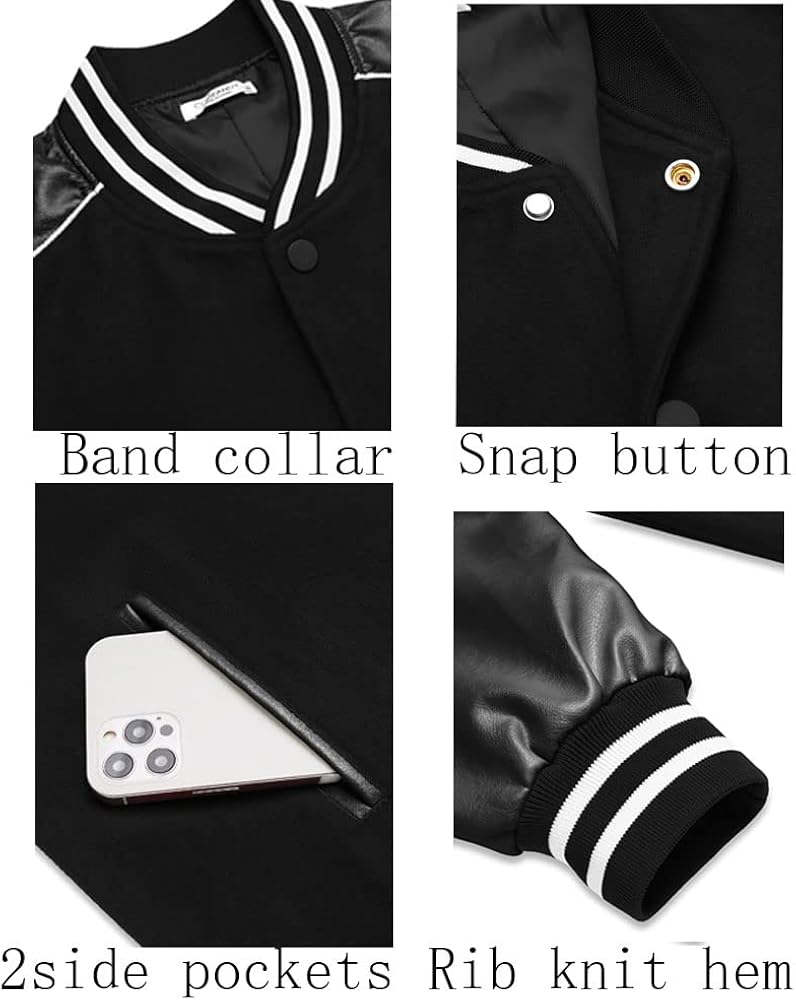 COOFANDY Mens Varsity Jacket Casual Leather Sleeve Baseball Letterman Bomber Jacket Coat at  Men’s Clothing store