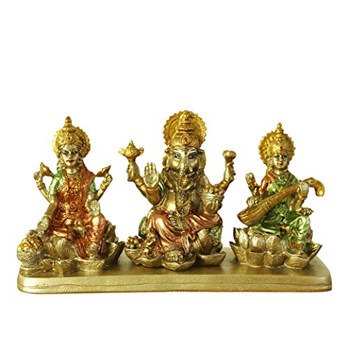 BangBangDa Hinduismus Lakshmi Ganesha Saraswati Statue - Hinduismus Laxmi Ganesh Home Tempel Pooja Mandir - Indischer Murti Puja Dekoration Artikel Diwali-Geschenk Wohnzimmer Büro Tisch Schreibtisch Cover
