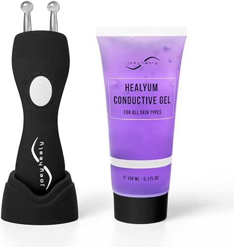Joey Healy Dispositivo de renovación facial, escultura facial de microcorriente, suavizado y estiramiento de la piel + gel de microcorriente con