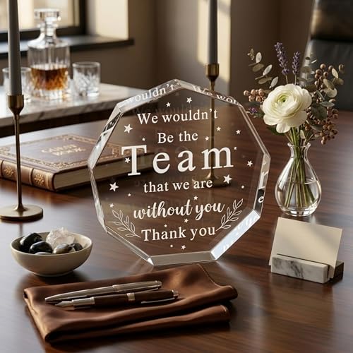 Image of DIGI ARTS Team Appreciation Gift Acrylic Plaque for Coworkers & Employees - Engraved Crystal Clear Acrylic Desk Decor, Thank You Gift for Team Member, Colleague, Staff, Office Appreciation Keepsake, 13 x 13 cm