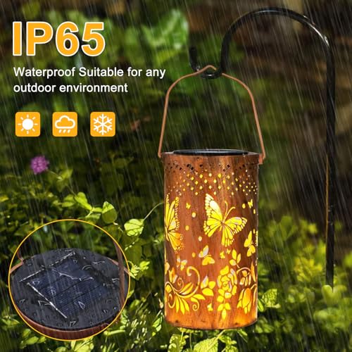 Image of BSGlobal Butterfly Solar Lanterns Outdoor Waterproof Hanging Lights