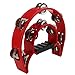 Ogrmar Double Row Handled Tambourine Metal Jingles Hand Held Percussion Drum with Ergonomic Handle Grip for Gift KTV/Party/Kids Toy (Red)