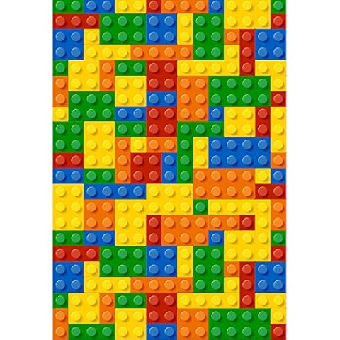 1 x A4 Printed Colourful Blocks Bricks Wallpaper Decor Icing Sheet Edible Cake Topper Decorated Sheet - Perfect for Large Cakes Cover