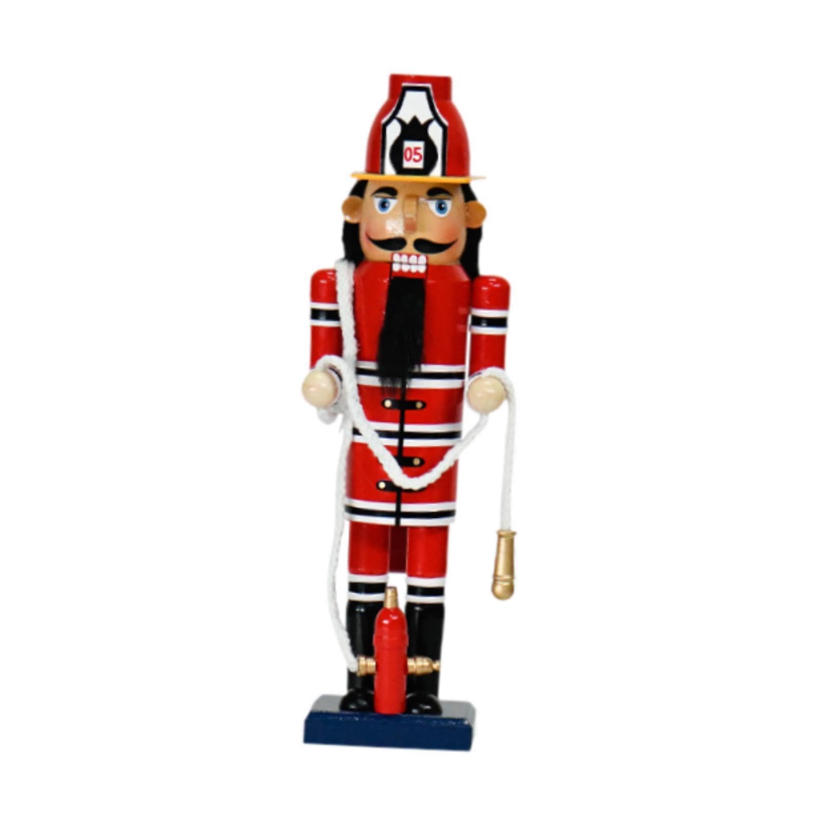 LIXSAZSE Artistic Nutcracker Figurine Brightly Colored Wooden Soldier Home Centerpiece And for Creative Christmas Decorations Firefighter Figurine Soldier Desk Ornament Crafts