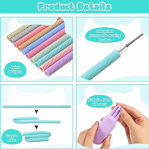 Rtteri 100 sets de pitillos reutilizables de silicona plegables miniatura 3