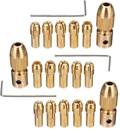 Mesee 3 Sets Small Brass Drill Chuck, Mini Electric Drill Bit Collet Micro Twist Drill Chuck Set with Allen Wrench Fits Rotary Tools, 2.35mm Size