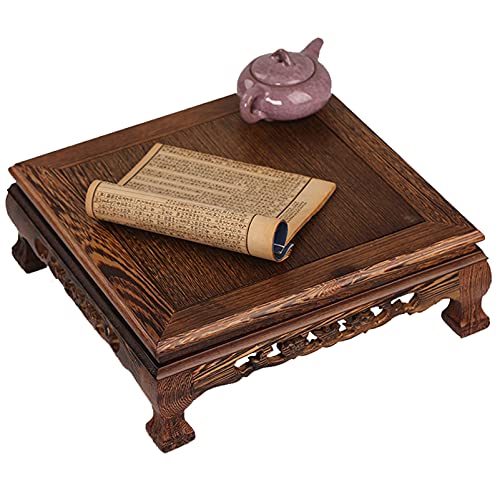 WEITINGKKK Mesas de sacrificio de Buda, elevador de madera tallada a mano, mesa mni puja, edad, wicca, brujería, altar personal, estatua budista, soporte para estatuas budistas (Small)
