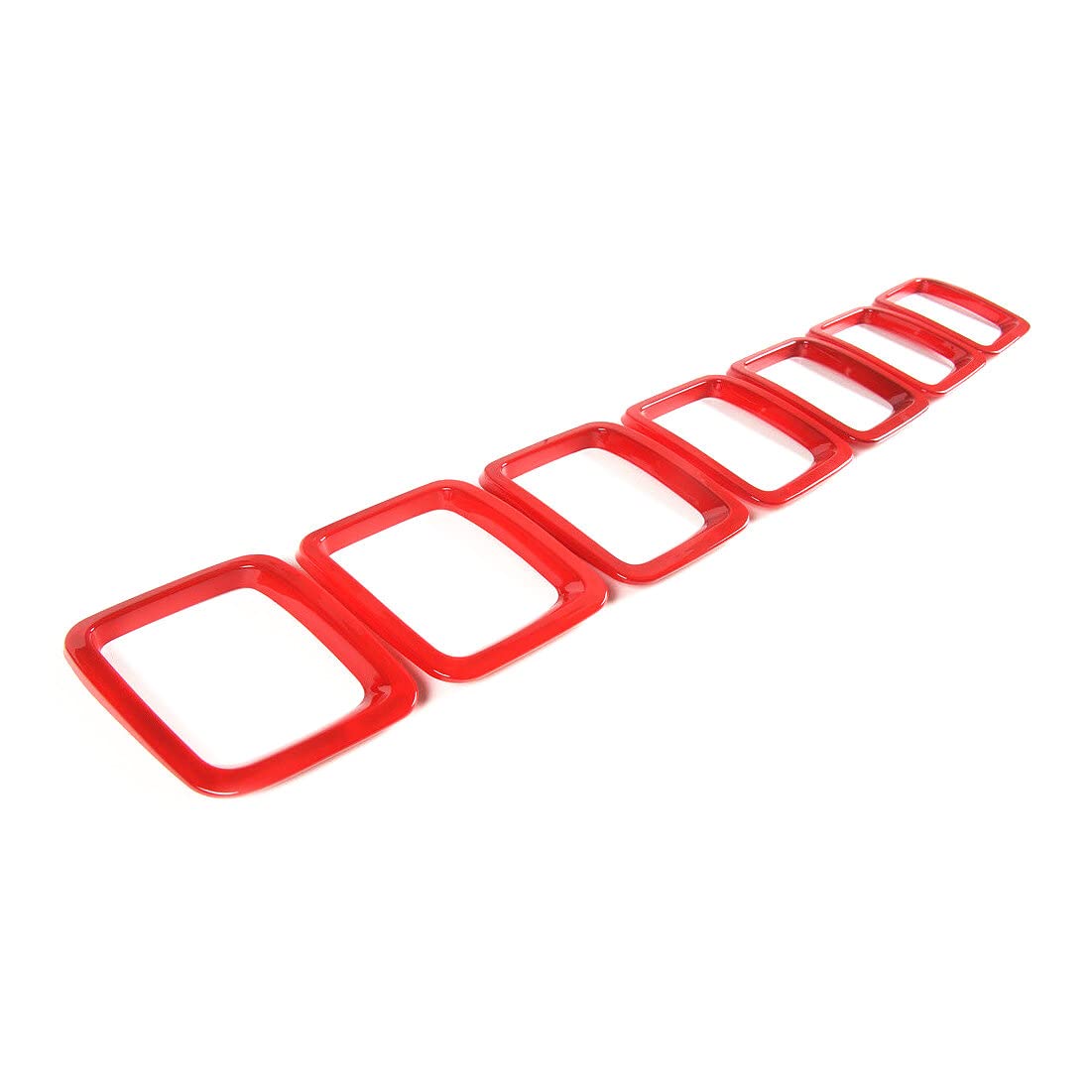 Front Grille Grill Inserts Trim Frame Accessories Fits For Jeep Compass 2017-2021 (Frame Only, Glossy Red)