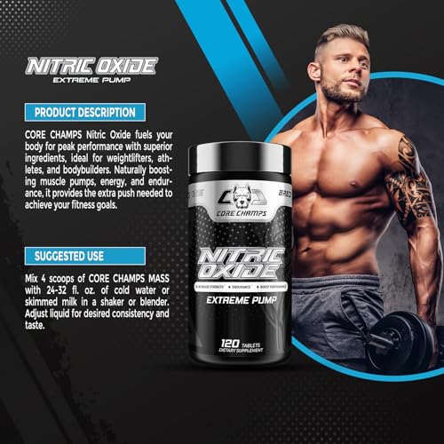Image of Nitric Oxide | Promotes Nitric Oxide Production | with Citrulline, Arginine, Pine Bark Extract | Pumps, Performance, & Vascularity | 120 Tablets