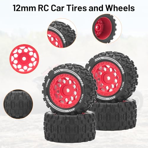 Pneus et roues de voiture télécommandée 1/18 hex 12mm RC truck Typhon - 5