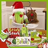 Christmas Decor - Christmas Decorations Indoor - 6 Farmhouse Tiered Tray Decor Items - Cute Gnomes...