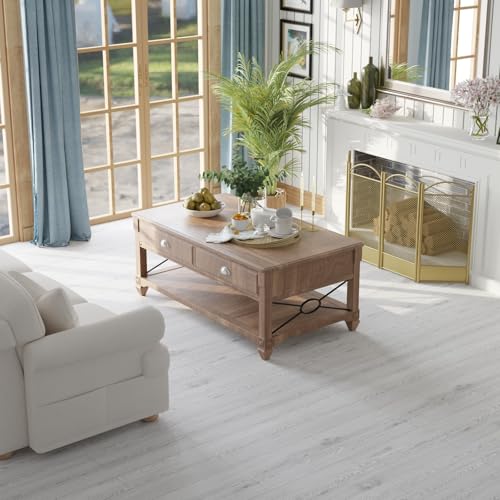 Selbstklebende Holzoptik Vinylboden, Verdickter PVC Bodenbelag, Vinyl-Fußböden Bodenfliesen Wasserfest, Langlebig Vielseitig Einsetzbar für Wohnzimmer, Schlafzimmer, Büros 60x1000cm Lichtgrau 2er-Pack