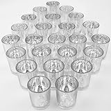 TBWIND 24 Pcs Silver Votive Candle Holders, Speckled Mercury Silver Glass Candle Holder Bulk for Wedding Centerpiece Table Decor, Tea Lights Candle Holder for Valentines Day Decor, Home Decor