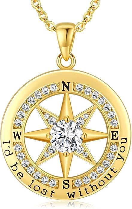 Compass Necklace for Women Wife Girlfriend Mom Daughter Gifts S925 Sterling Silver ...