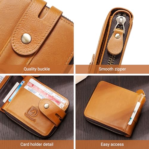 bill heart Zipper Wallets for Men RFID Blocking Genuine Leather Bifold Zip Around Wallet Credit Card Travel Wallet3