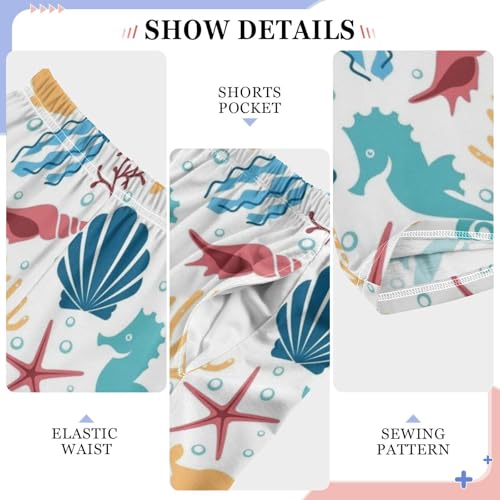 ZZXXB Jellyfish Coral Seahorse Boys Long Pants Soft Trousers Elastic Waist Kids Lounge Bottoms with Pockets S-XL4