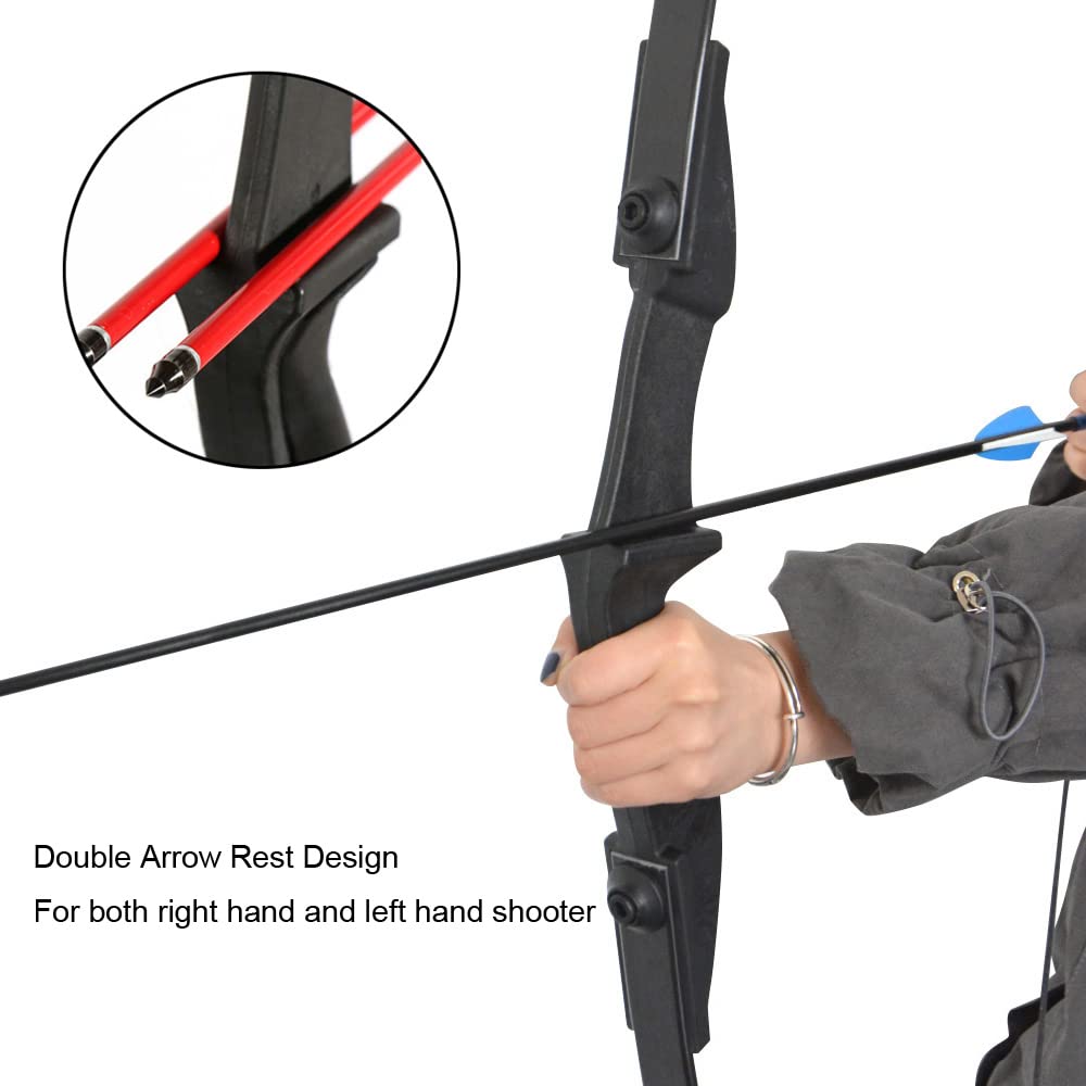 SHARROW Takedown Arco Ricurvo e Set di Frecce Tiro con L'Arco Dritto di Prua 30-40lbs con 12pcs Frecce in Fibra di Vetro per Giovani Adulti Principianti
