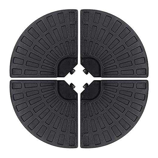 Sunnyglade 18.9" 4Pcs 13L Fan Shaped Water or Sand Filled Umbrella Base/Fan Style Self-Filled Cantilever Offset Umbrella Base Stand Suitable for All Kinds of Cross Tiles (Black)